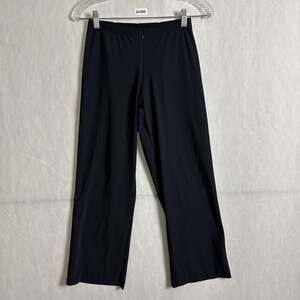 Porto SF Women's 0 Black Stripped Front Zip Straight Leg Cropped Stretch Pants